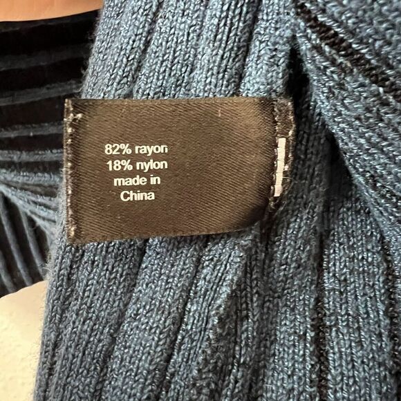 Lane Bryant Stretch Ribbed Knit Long Sleeves Sweater Dress Size 26/28 Blue Black - Picture 8 of 8